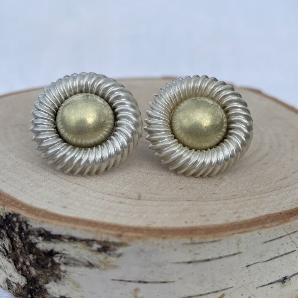 David Yurman 22mm Large Cookie Stud Earrings Sterling 14k Gold Cable Round Post - Picture 9 of 15